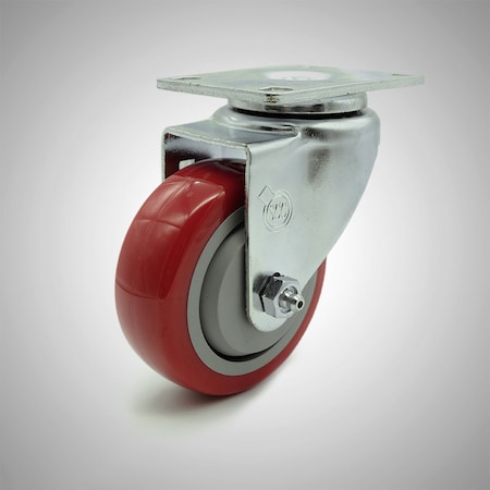 Service Caster 3.5 Inch SS Red Polyurethane Wheel Swivel Top Plate Caster SCC-SS20S3514-PPUB-RED